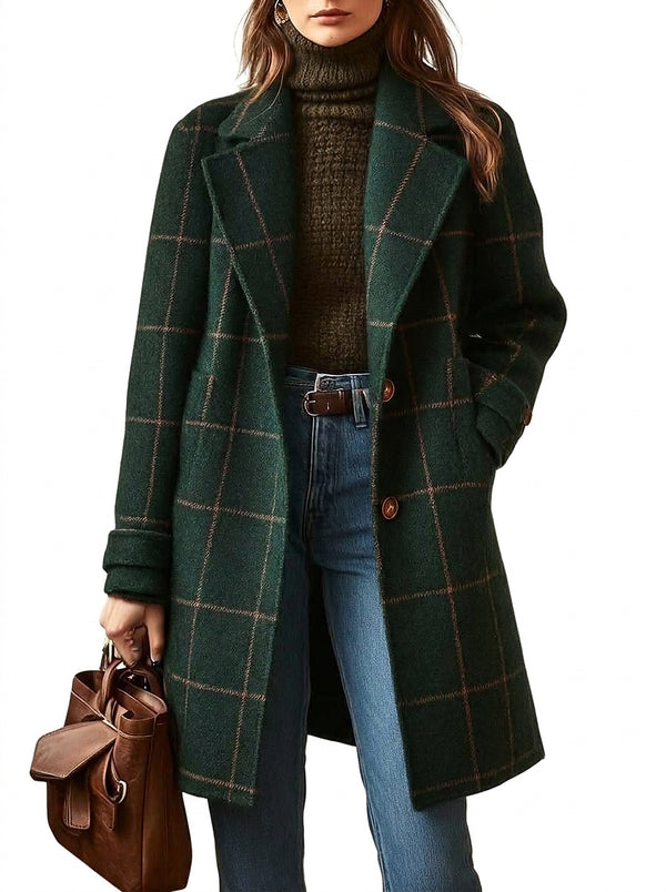 Rutig lång kappa för dam-Coats for Women-Fjallbarn