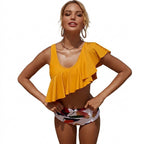 Rynkat tankiniset för dam med högmidjade underdelar-Swimwear for Women-Fjallbarn