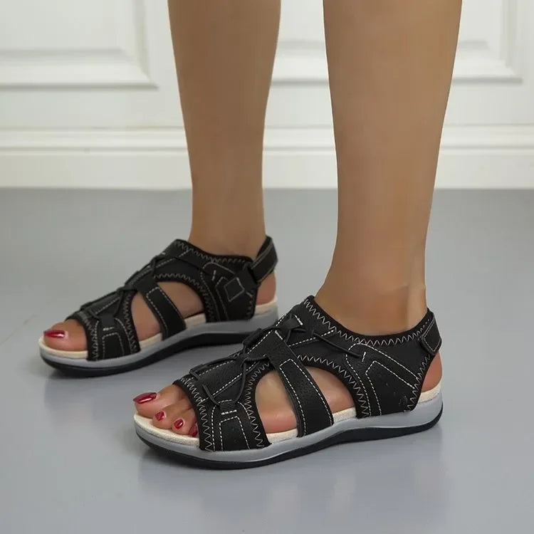 Sandaler för dam med öppen tå och bungee-snörning-Footwear for women-Fjallbarn