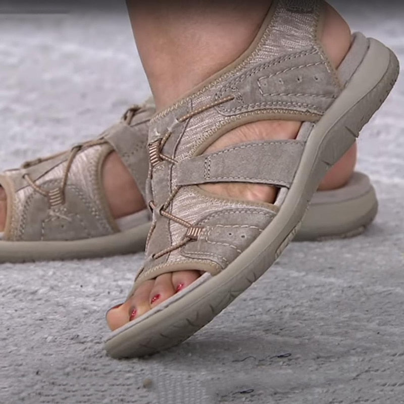 Sandaler för dam med öppen tå och bungee-snörning-Footwear for women-Fjallbarn