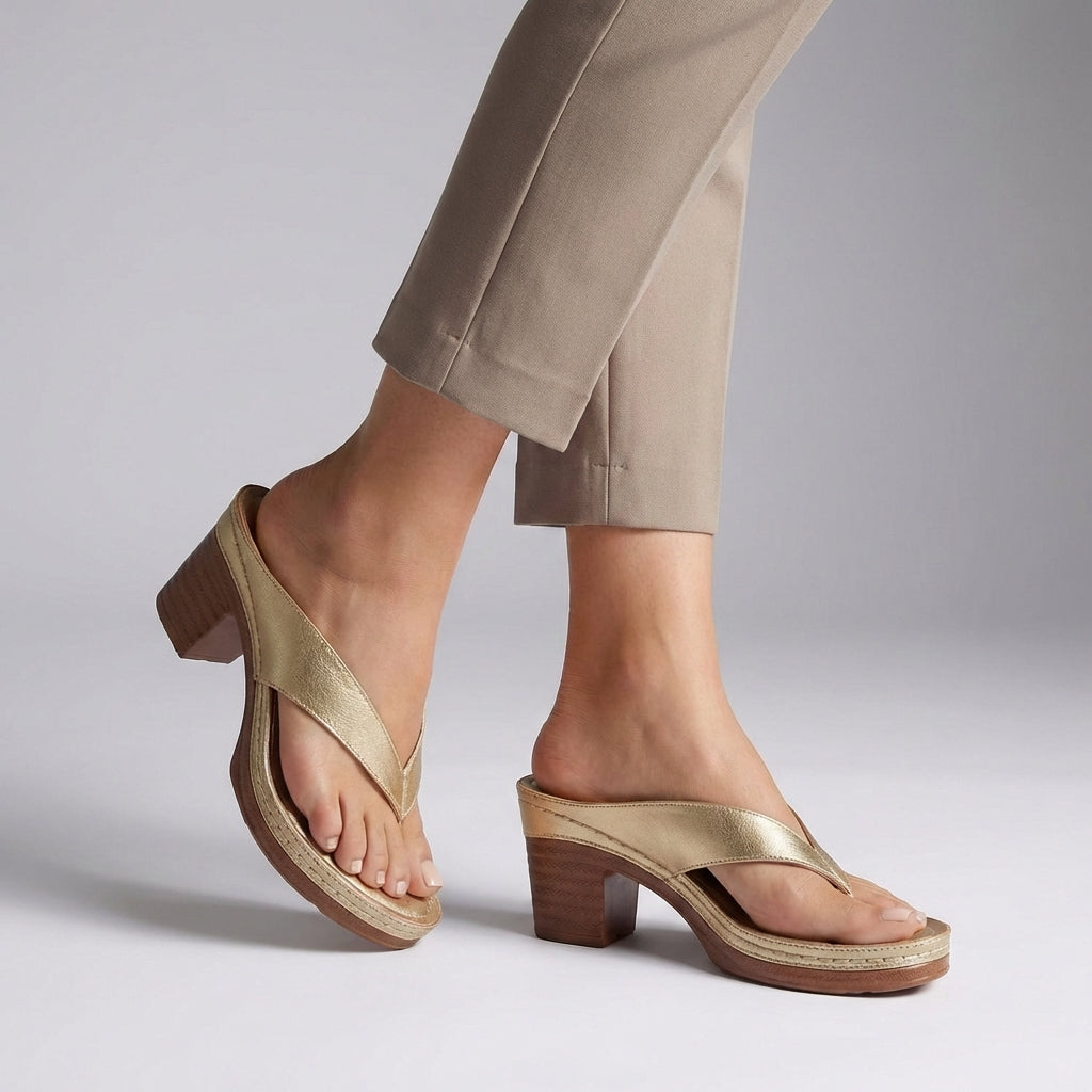 Sandaletter med blockklack och tårem för dam-Footwear for women-Fjallbarn