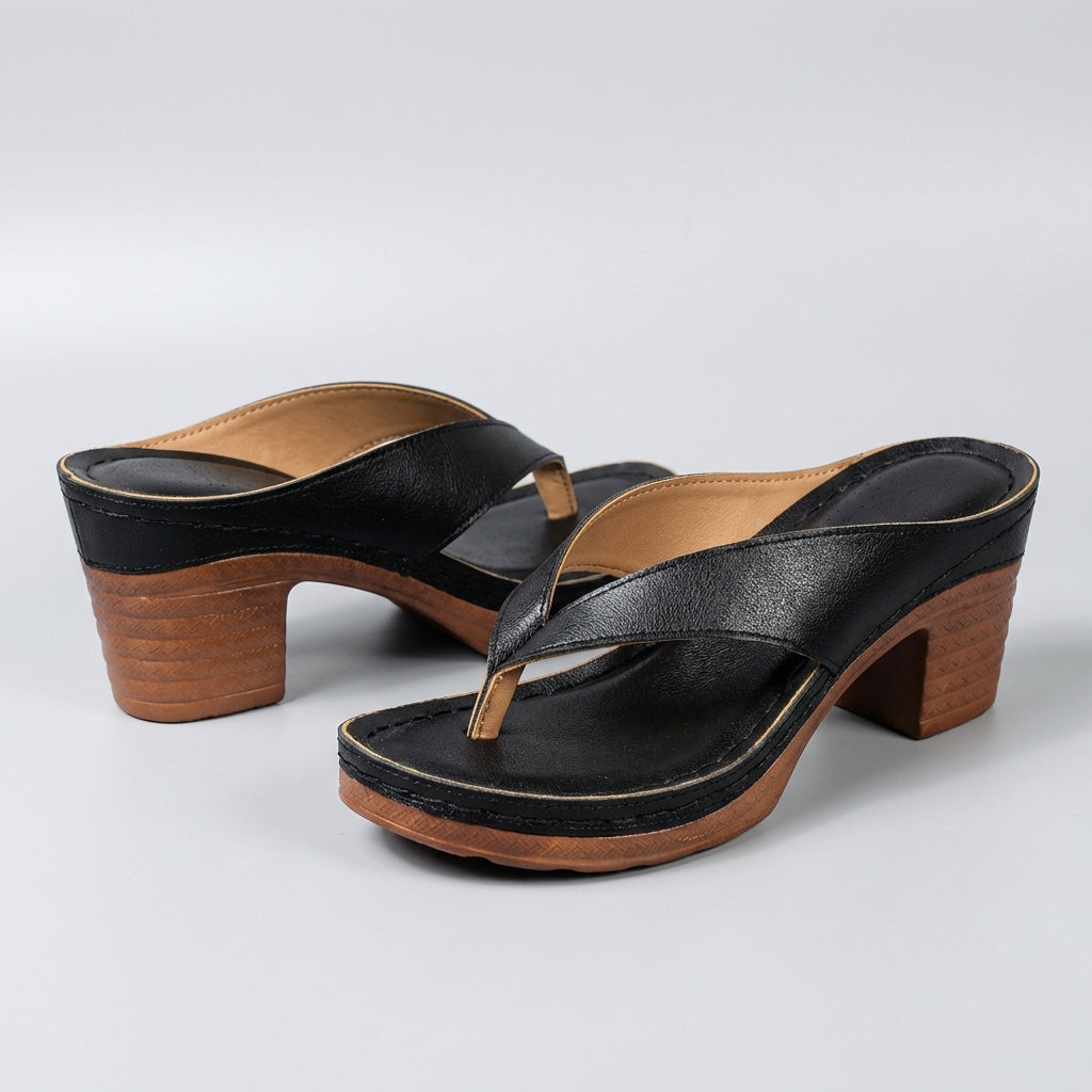 Sandaletter med blockklack och tårem för dam-Footwear for women-Fjallbarn