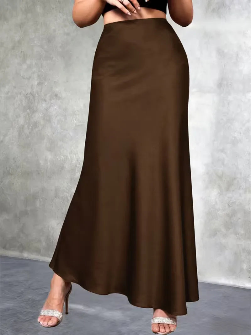 Satängkjol med hög midja-Skirt for women-Fjallbarn