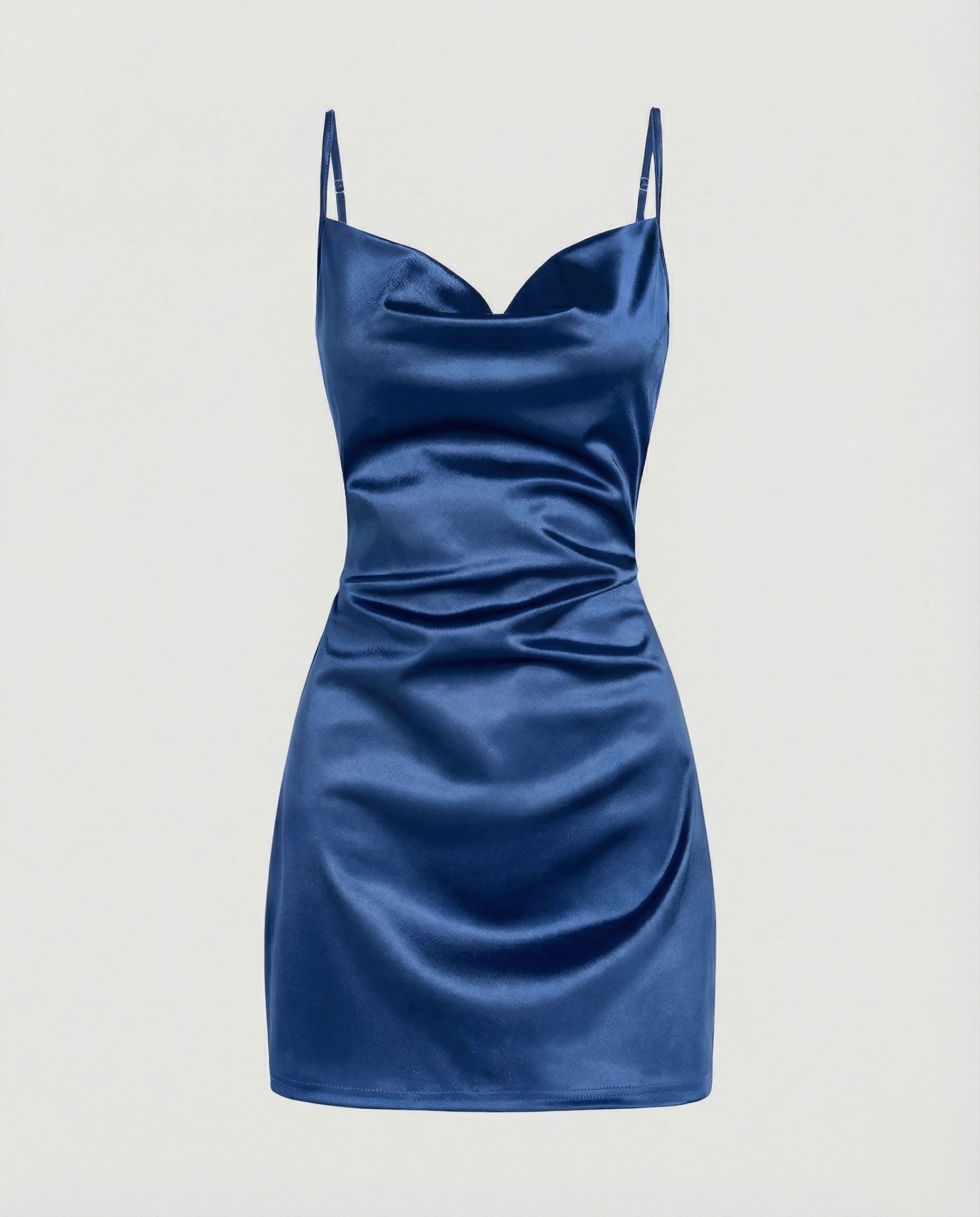 Satinminiklänning med draperad ringning för dam-Mini Dress-Fjallbarn