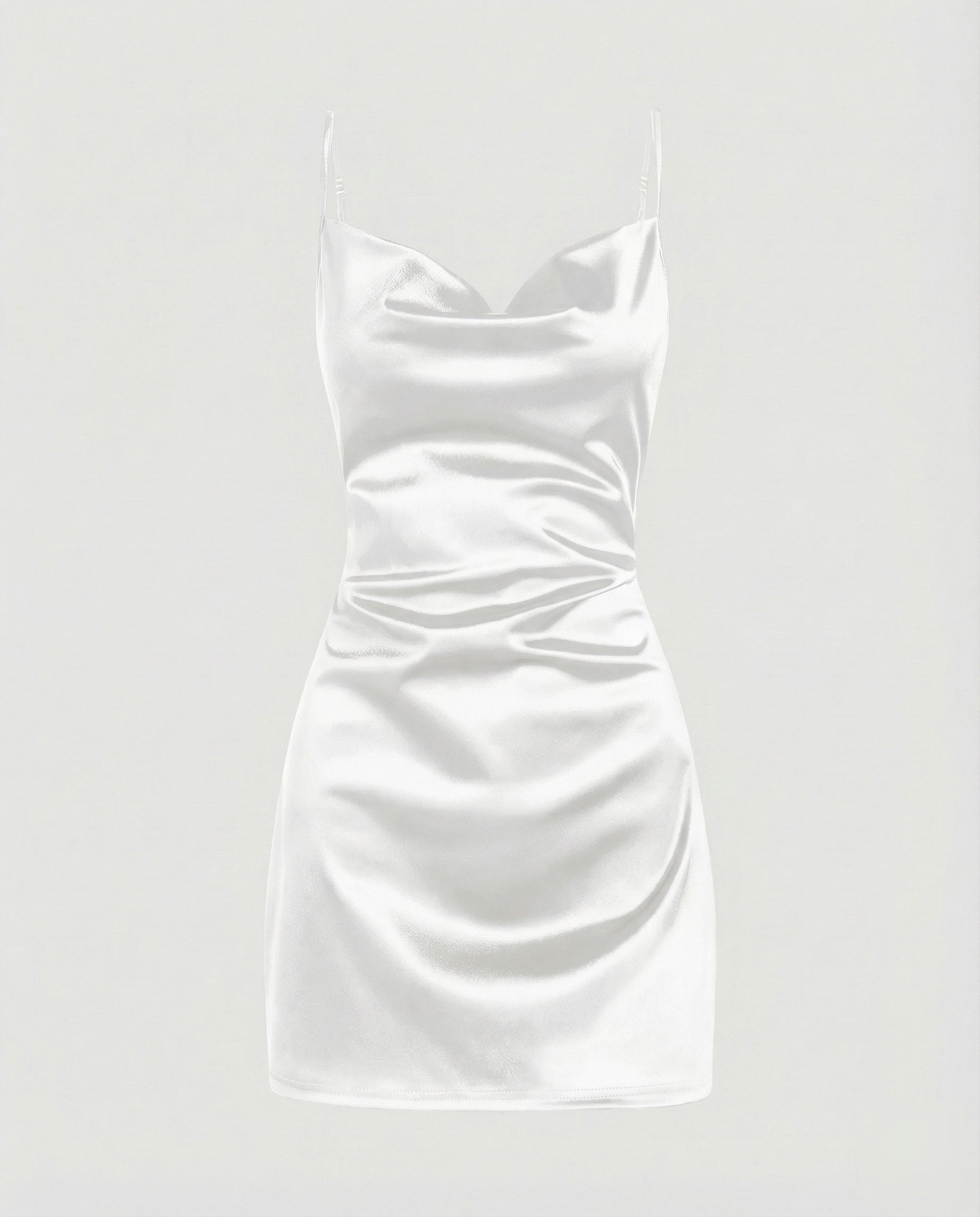 Satinminiklänning med draperad ringning för dam-Mini Dress-Fjallbarn