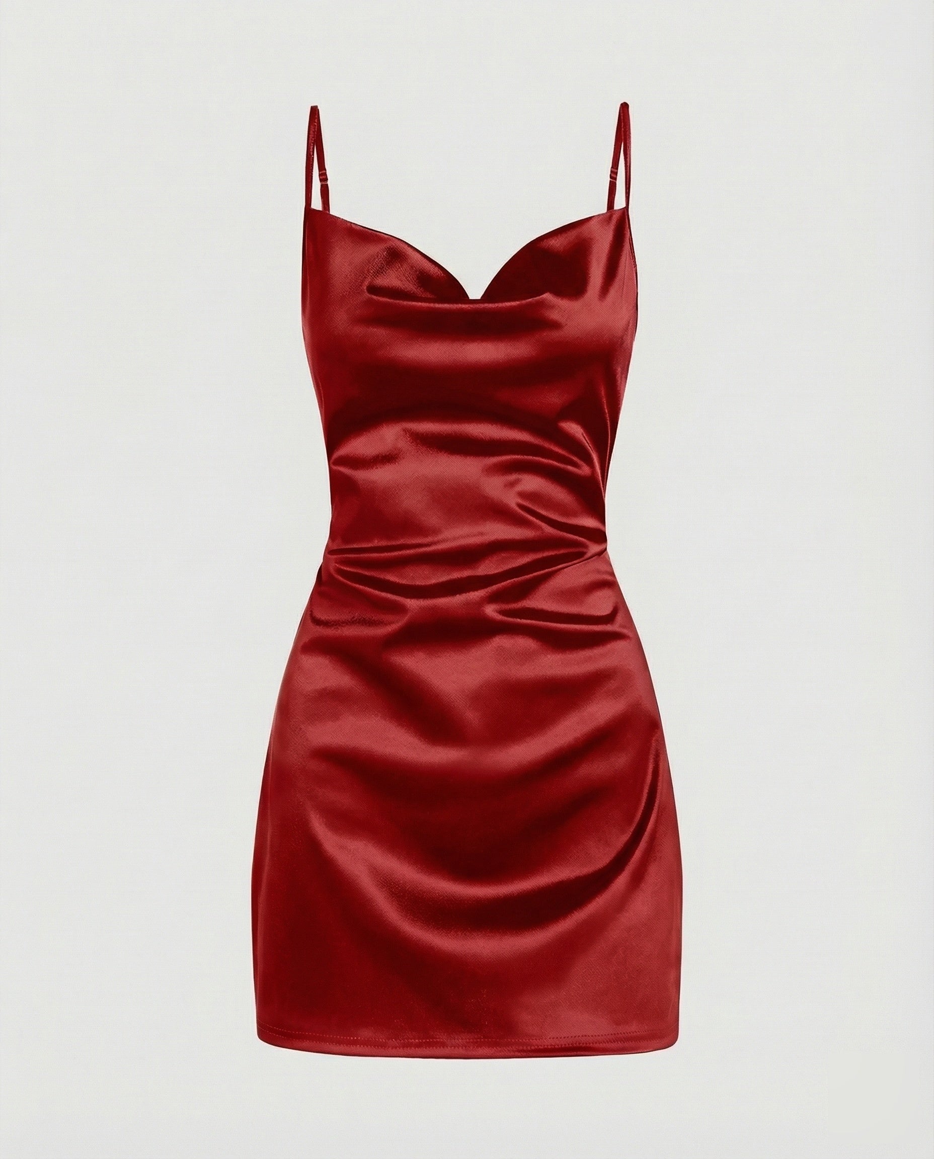 Satinminiklänning med draperad ringning för dam-Mini Dress-Fjallbarn