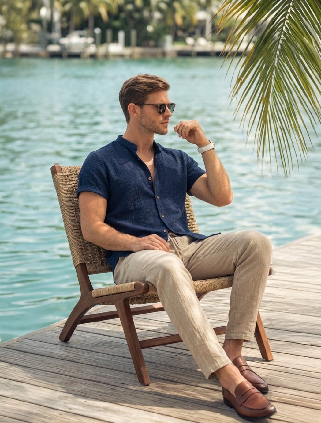 Set med kortärmad skjorta och byxor för män-Sets for Men-Fjallbarn
