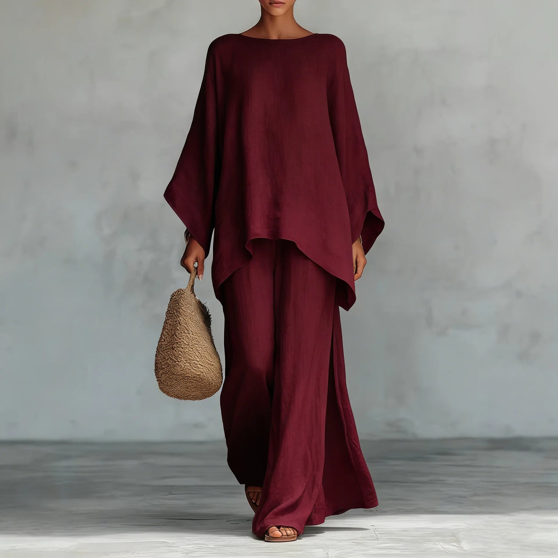 Set med långärmad tunika och vida byxor för dam-Sets for women-Fjallbarn