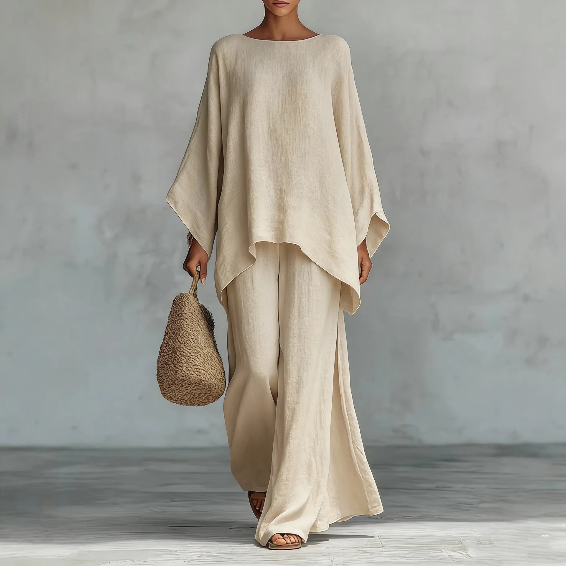 Set med långärmad tunika och vida byxor för dam-Sets for women-Fjallbarn