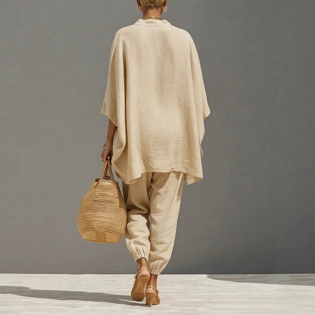 Set med linnetunika och vida byxor för dam-Sets for women-Fjallbarn