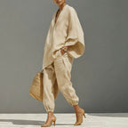 Set med linnetunika och vida byxor för dam-Sets for women-Fjallbarn
