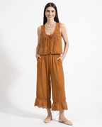 Set med spetsväst och byxor med vida ben för dam-Sets for women-Fjallbarn