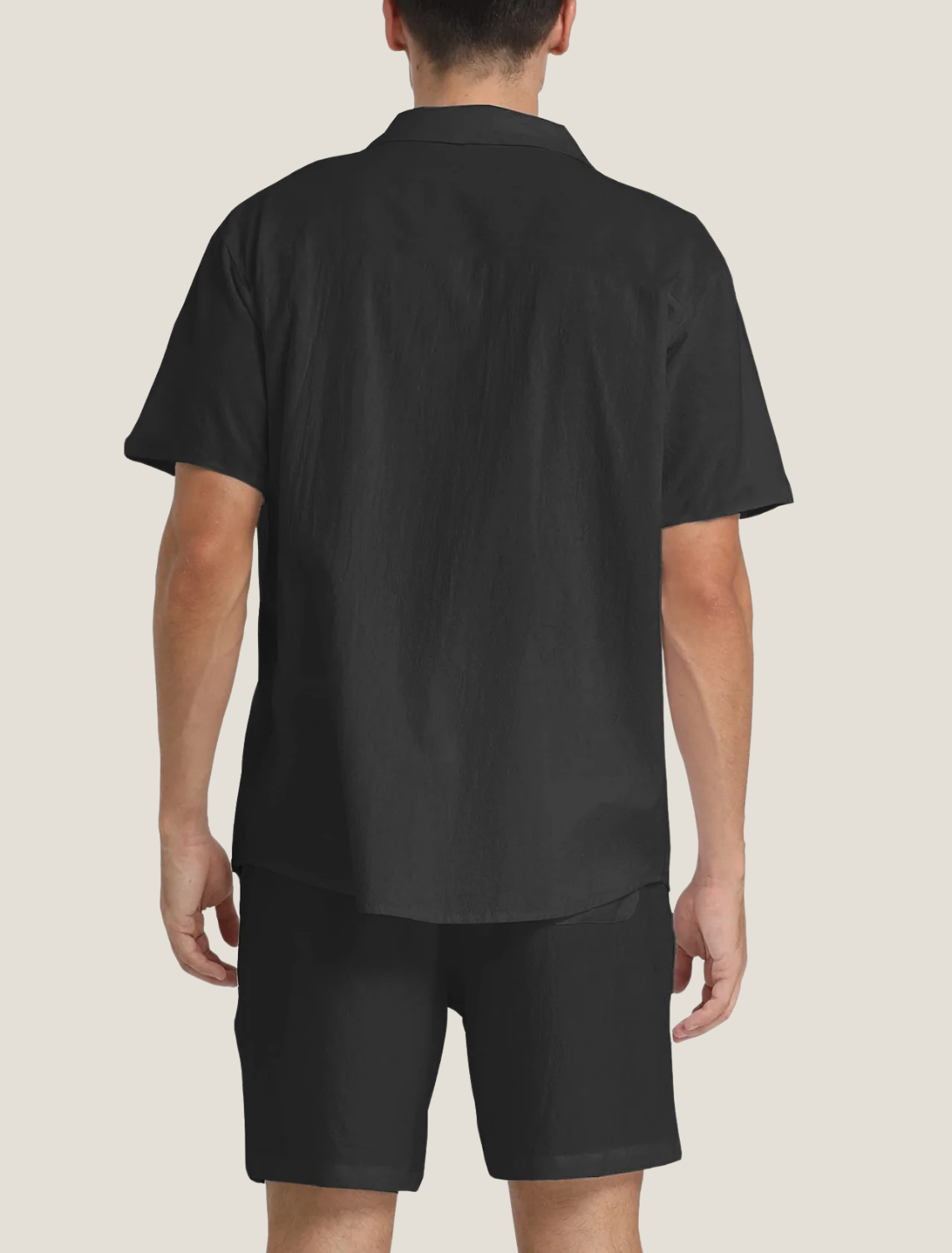 Set med texturerad vävd skjorta och shorts för herr-Men's Sets-Fjallbarn