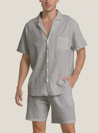 Set med texturerad vävd skjorta och shorts för herr-Men's Sets-Fjallbarn