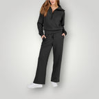 Set med tröja med kvartslång dragkedja och vida byxor för dam-Sets for women-Fjallbarn