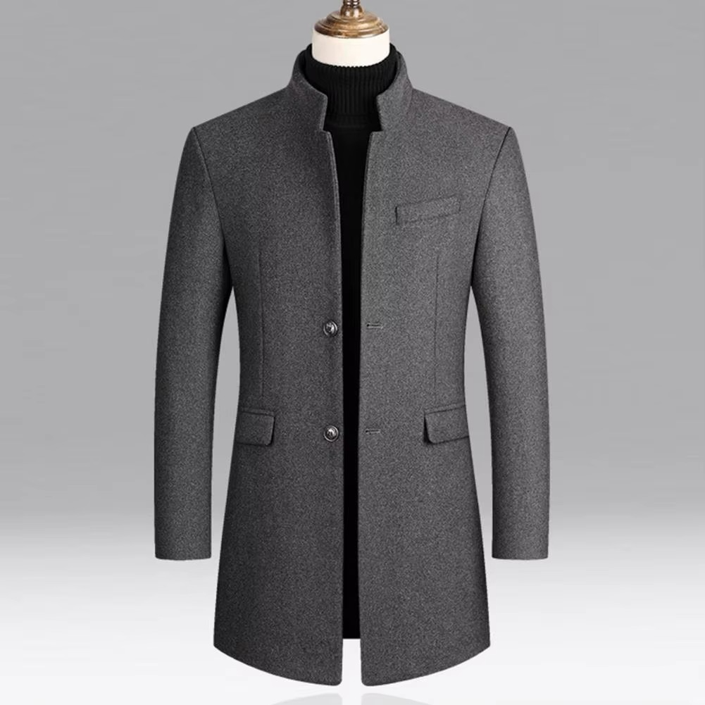 Slim fit-överrock med ståkrage för män-Coats for men-Fjallbarn