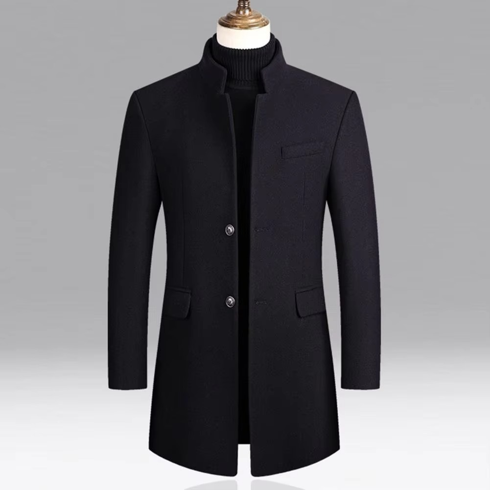 Slim fit-överrock med ståkrage för män-Coats for men-Fjallbarn