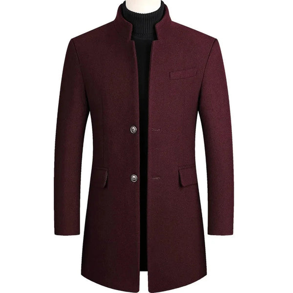 Slim fit-överrock med ståkrage för män-Coats for men-Fjallbarn