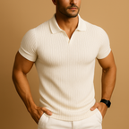 Slim fit-pikétröja med V-ringning för herr-T-Shirts & Polos for men-Fjallbarn