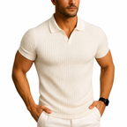 Slim fit-pikétröja med V-ringning för herr-T-Shirts & Polos for men-Fjallbarn