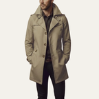 Slim fit trenchcoat för män med slagkrage-Coats for men-Fjallbarn