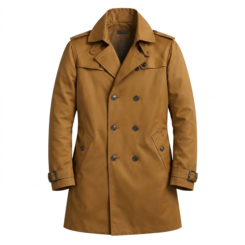 Slim fit trenchcoat för män med slagkrage-Coats for men-Fjallbarn