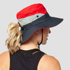Solhatt för damer med brett brätte och öppning för hästsvans-Accessories for Women-Fjallbarn