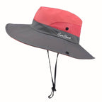 Solhatt för damer med brett brätte och öppning för hästsvans-Accessories for Women-Fjallbarn
