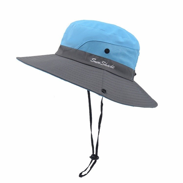 Solhatt för damer med brett brätte och öppning för hästsvans-Accessories for Women-Fjallbarn