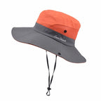 Solhatt för damer med brett brätte och öppning för hästsvans-Accessories for Women-Fjallbarn