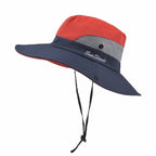 Solhatt för damer med brett brätte och öppning för hästsvans-Accessories for Women-Fjallbarn