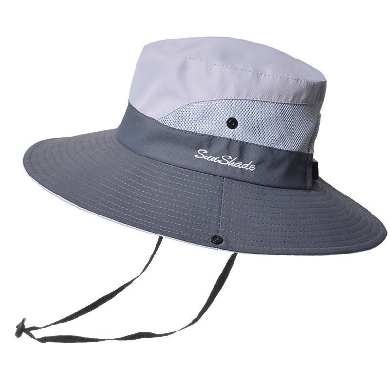 Solhatt för damer med brett brätte och öppning för hästsvans-Accessories for Women-Fjallbarn