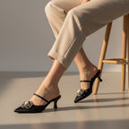 Spetsiga mules med låg klack för dam-Footwear for women-Fjallbarn