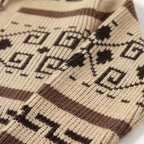 Stickad kofta med geometriskt mönster, dragkedja och sjalkrage för herrar-Cardigan for men-Fjallbarn