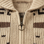 Stickad kofta med geometriskt mönster, dragkedja och sjalkrage för herrar-Cardigan for men-Fjallbarn