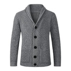 Stickad kofta med sjalkrage och knappar för herrar-Cardigan for men-Fjallbarn