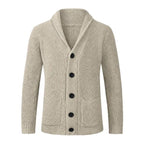 Stickad kofta med sjalkrage och knappar för herrar-Cardigan for men-Fjallbarn