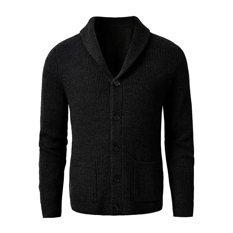 Stickad kofta med sjalkrage och knappar för herrar-Cardigan for men-Fjallbarn