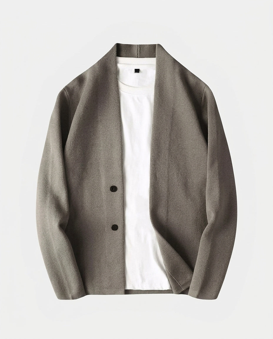 Stickad kofta med V-ringning och knappar för herrar-Cardigan for men-Fjallbarn