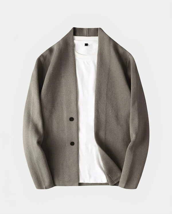 Stickad kofta med V-ringning och knappar för herrar-Cardigan for men-Fjallbarn