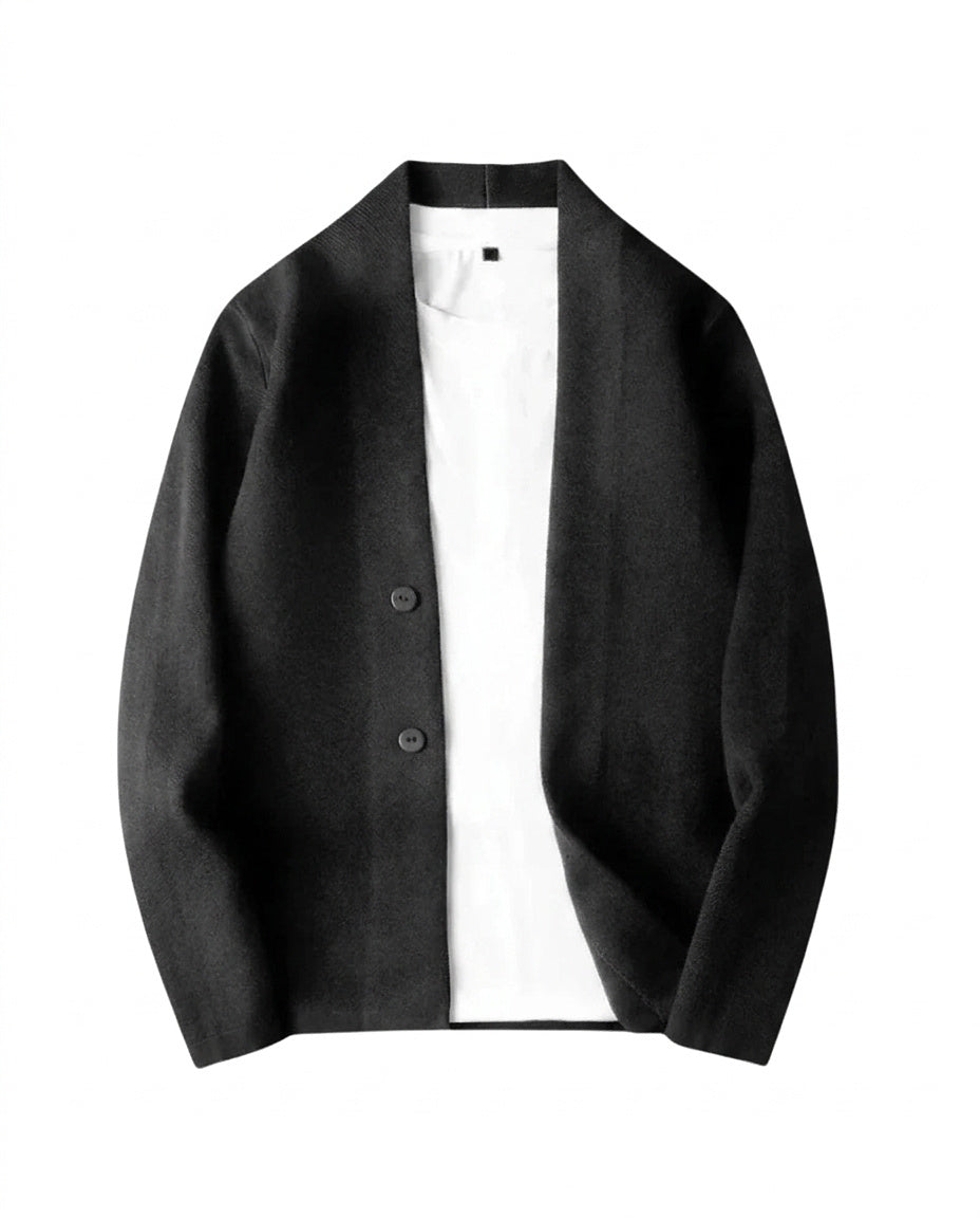 Stickad kofta med V-ringning och knappar för herrar-Cardigan for men-Fjallbarn