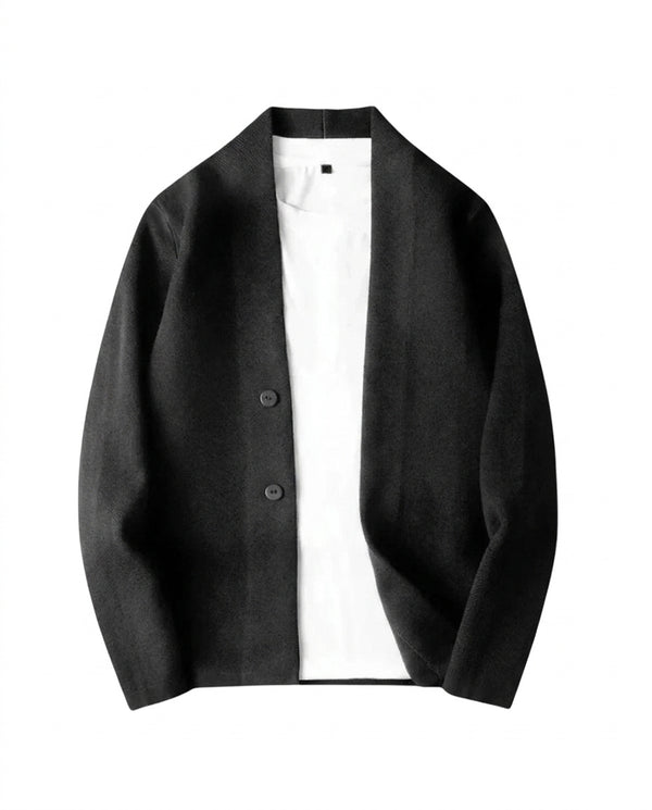 Stickad kofta med V-ringning och knappar för herrar-Cardigan for men-Fjallbarn