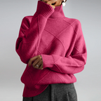 Stickad tröja med diamantmönster för dam-Sweaters for Women-Fjallbarn