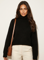 Stickad tröja med diamantmönster för dam-Sweaters for Women-Fjallbarn