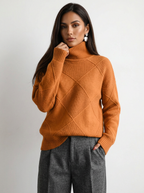 Stickad tröja med diamantmönster för dam-Sweaters for Women-Fjallbarn