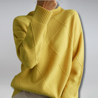 Stickad tröja med diamantmönster för dam-Sweaters for Women-Fjallbarn