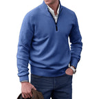 Stickad tröja med dragkedja för herrar och ribbad kant-Sweaters for men-Fjallbarn