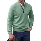 Stickad tröja med dragkedja för herrar och ribbad kant-Sweaters for men-Fjallbarn