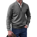 Stickad tröja med dragkedja för herrar och ribbad kant-Sweaters for men-Fjallbarn