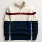 Stickad tröja med dragkedja och färgblock för herrar-Sweaters for men-Fjallbarn